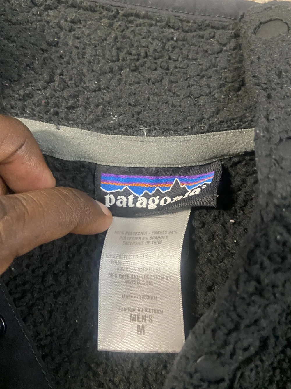Patagonia Sweater Mens Medium Black Gray Quarter Snap Fleece Pullover Outdoors